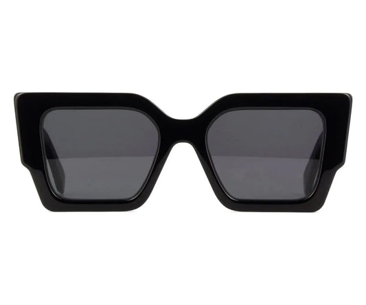 Black sunglasses with a white background
