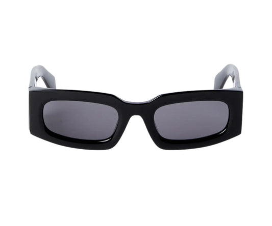 Black sunglasses with gray lenses on a white background