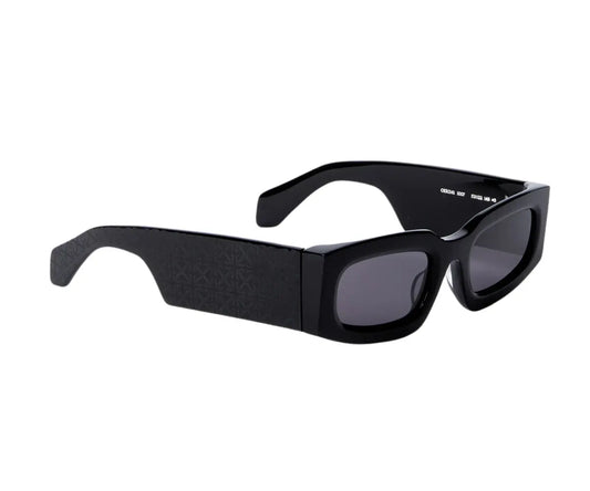 Black sunglasses with a white background