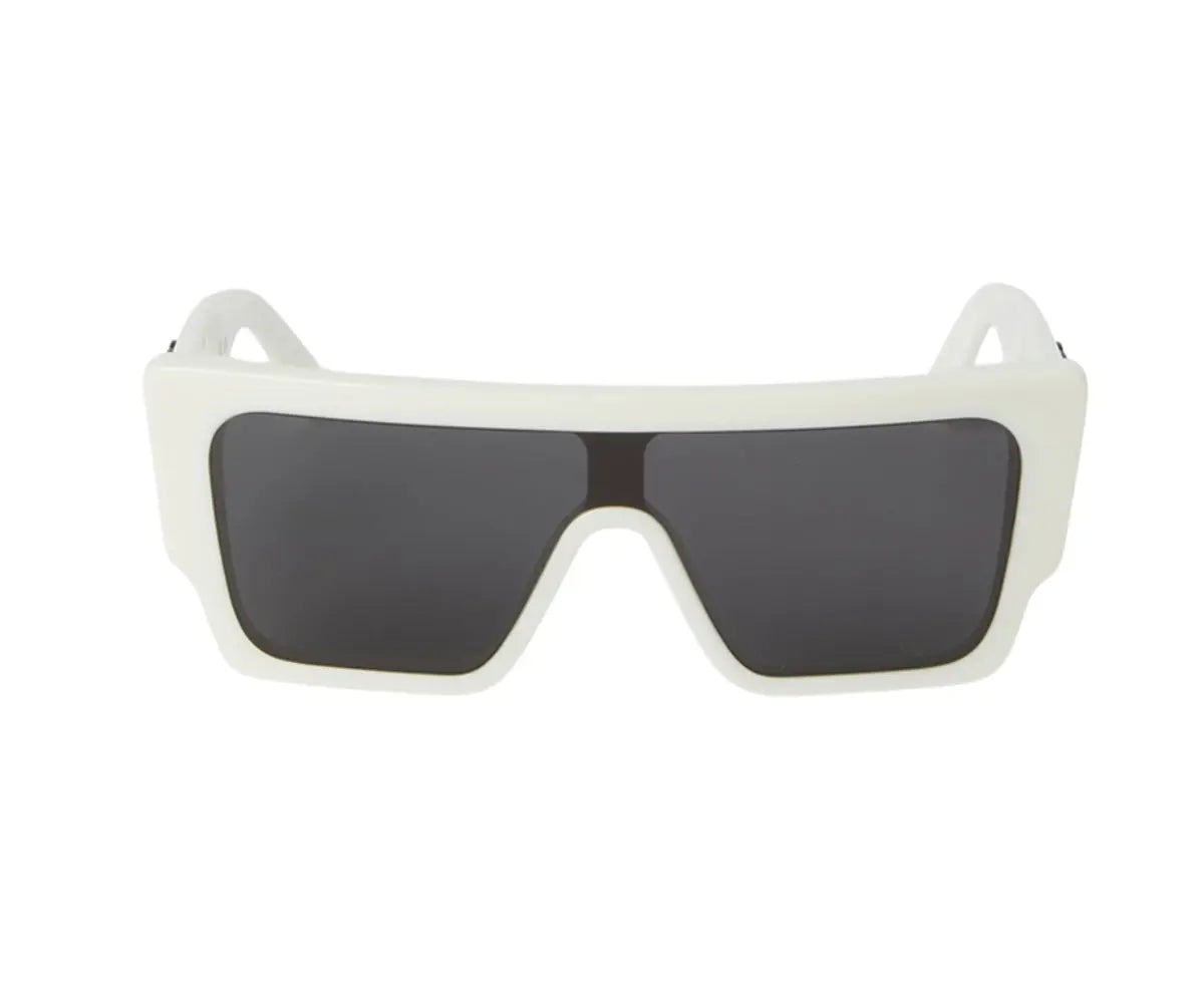 White sunglasses with black lenses on a white background