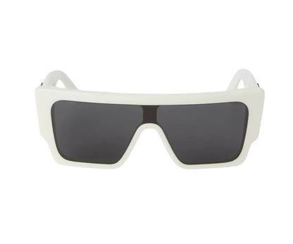 White sunglasses with black lenses on a white background