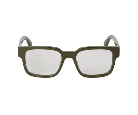 Green eyeglasses on a white background