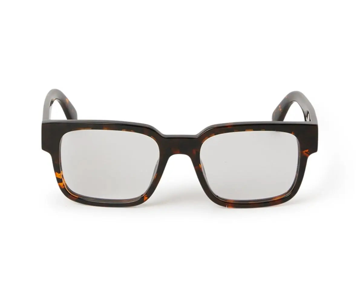 Pair of glasses with tortoiseshell frame on a white background