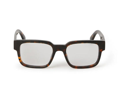 Pair of glasses with tortoiseshell frame on a white background