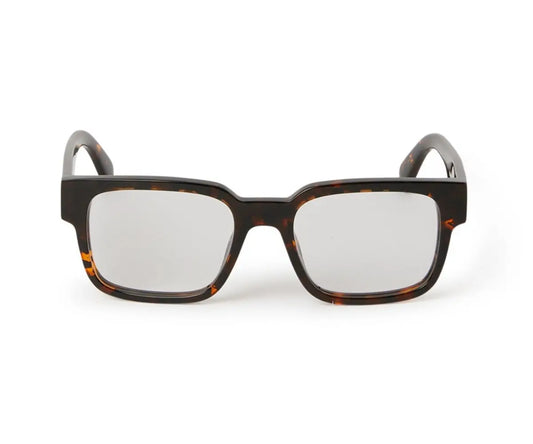 Pair of glasses with tortoiseshell frame on a white background