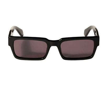 Black sunglasses with dark lenses on a white background