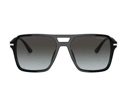 Black sunglasses with gradient lenses on a white background