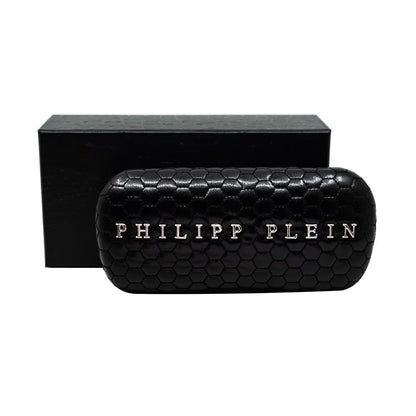 Black textured sunglasses case with 'Philipp Plein' branding on a white background