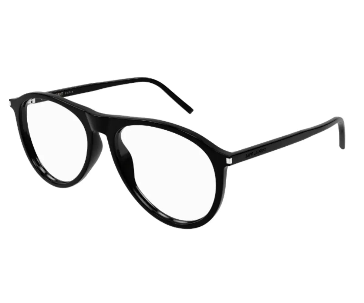 Black eyeglasses on a white background
