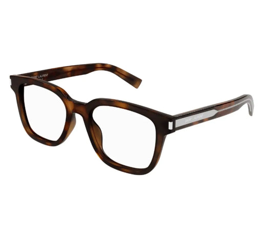 Black cat-eye glasses with gold accents on a white background