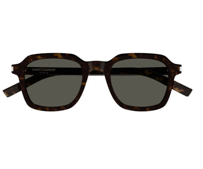 Sunglasses with tortoiseshell frame and dark lenses on a white background