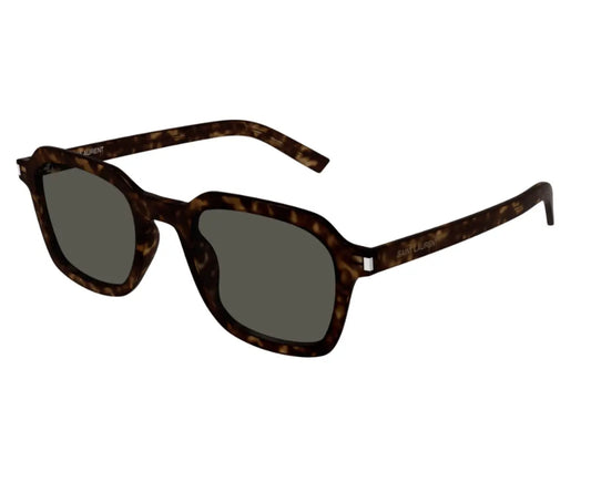 Sunglasses with tortoiseshell frame and dark lenses on a white background