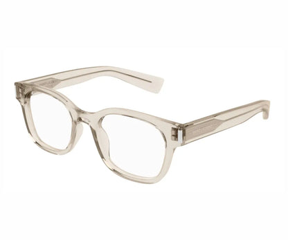 Clear eyeglasses on a white background