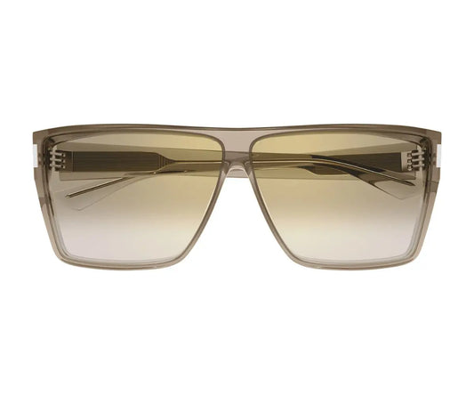 Brown sunglasses with a gradient lens on a white background