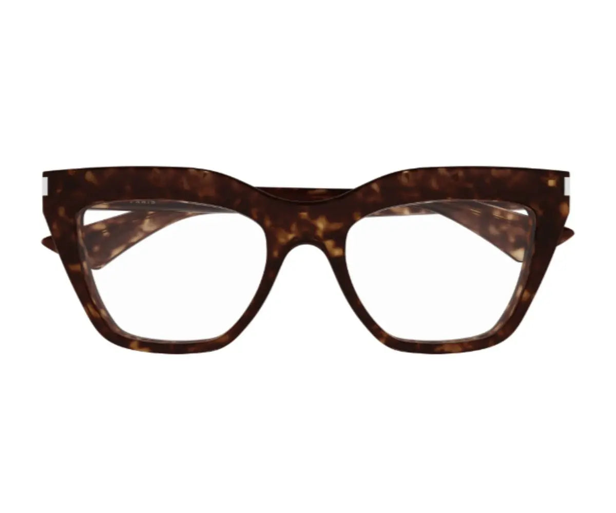 Tortoiseshell cat-eye glasses on a white background