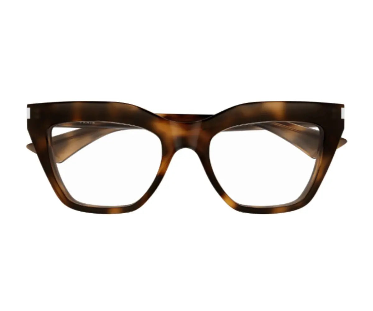 Tortoiseshell cat-eye glasses on a white background