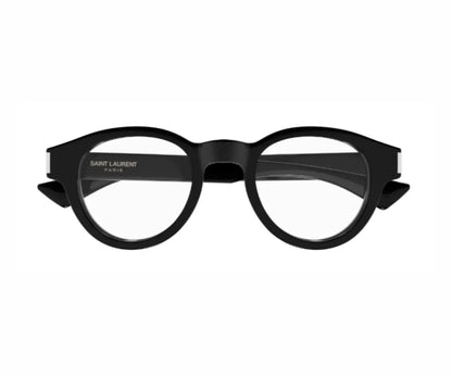 Black eyeglasses on a white background