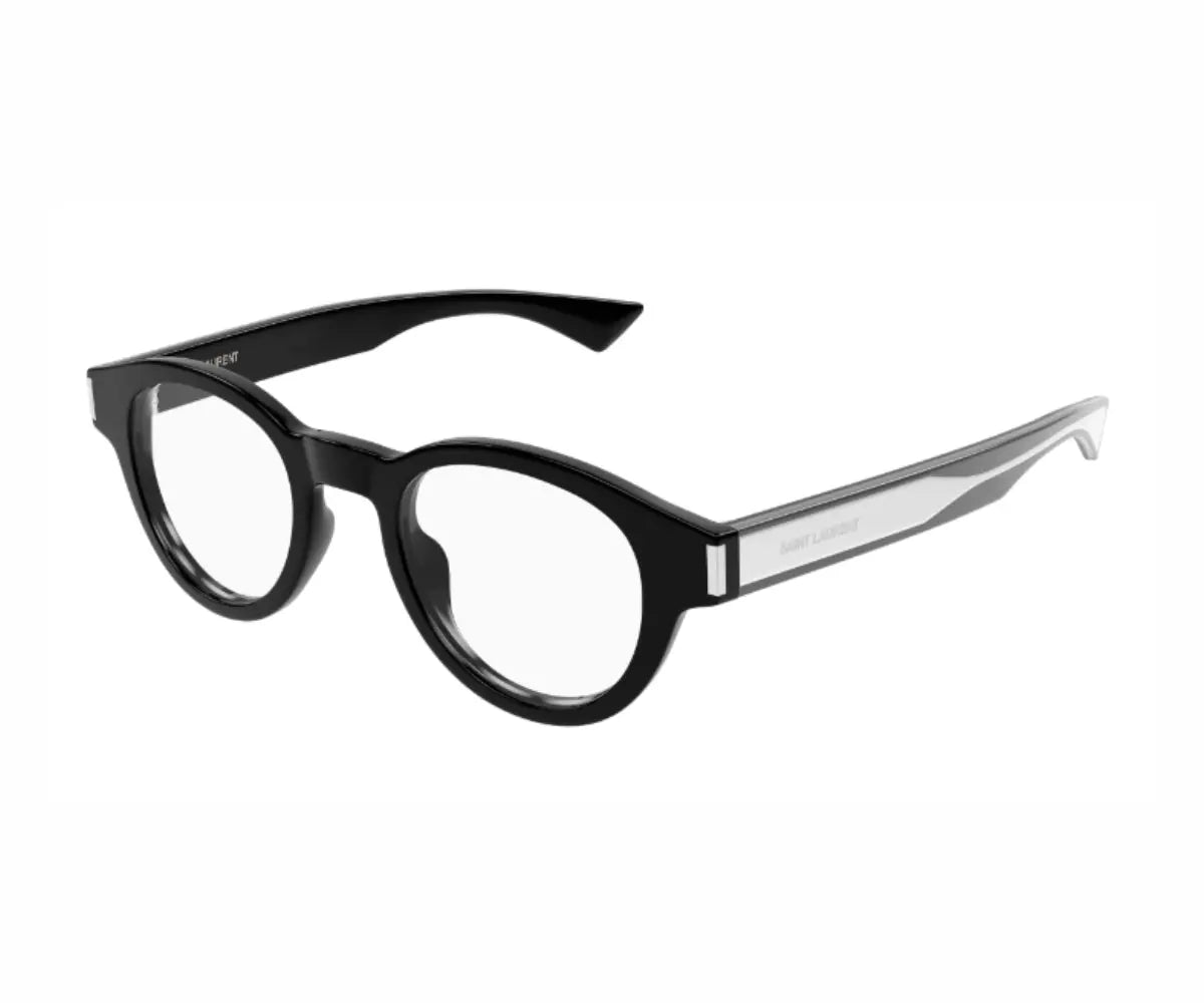 Black eyeglasses on a white background