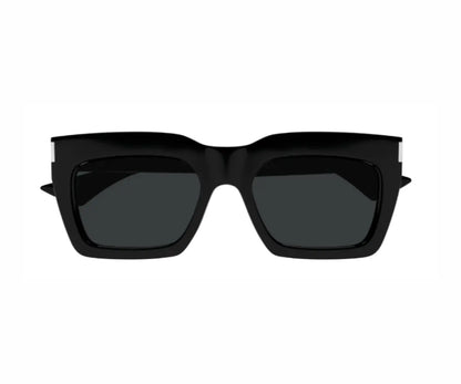 Black sunglasses with dark lenses on a white background