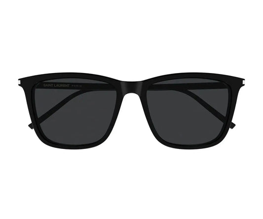Black sunglasses with dark lenses on a white background