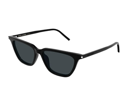 Black sunglasses with dark lenses on a white background