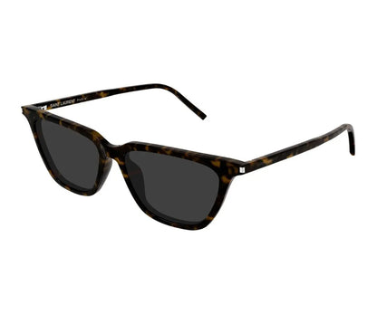 Sunglasses with tortoiseshell frame and dark lenses on a white background
