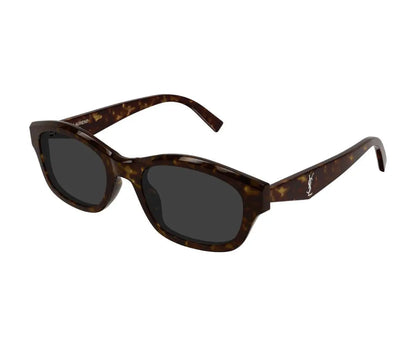 Sunglasses with tortoiseshell frame and dark lenses on a white background