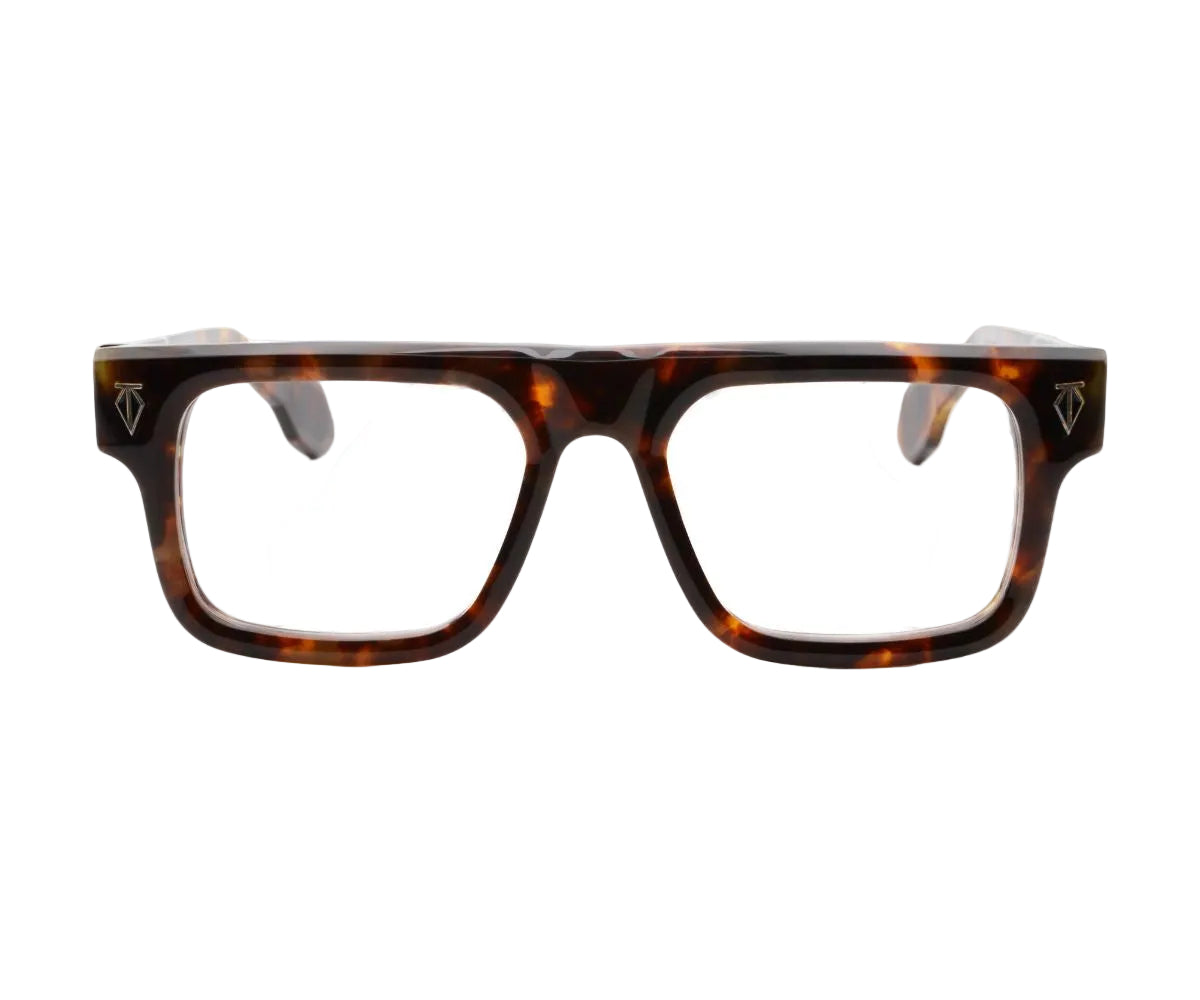 Tortoiseshell eyeglasses on a white background