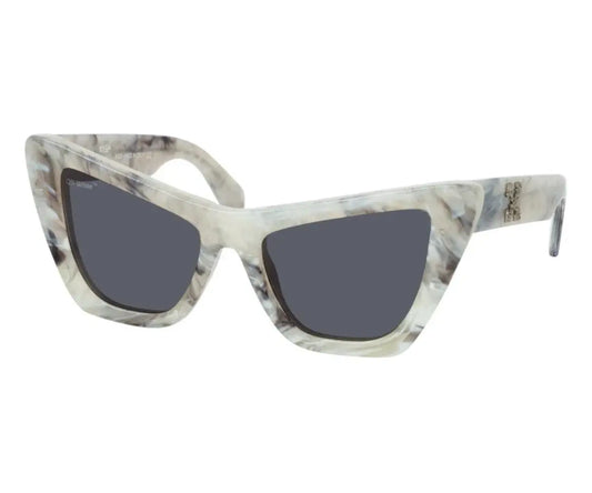 Marbled cat-eye sunglasses on a white background