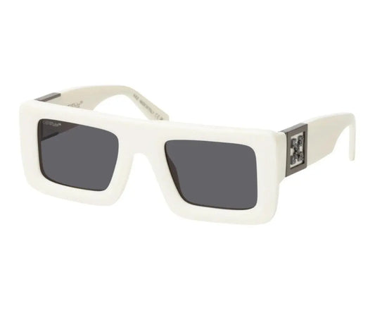 White sunglasses with dark lenses on a white background