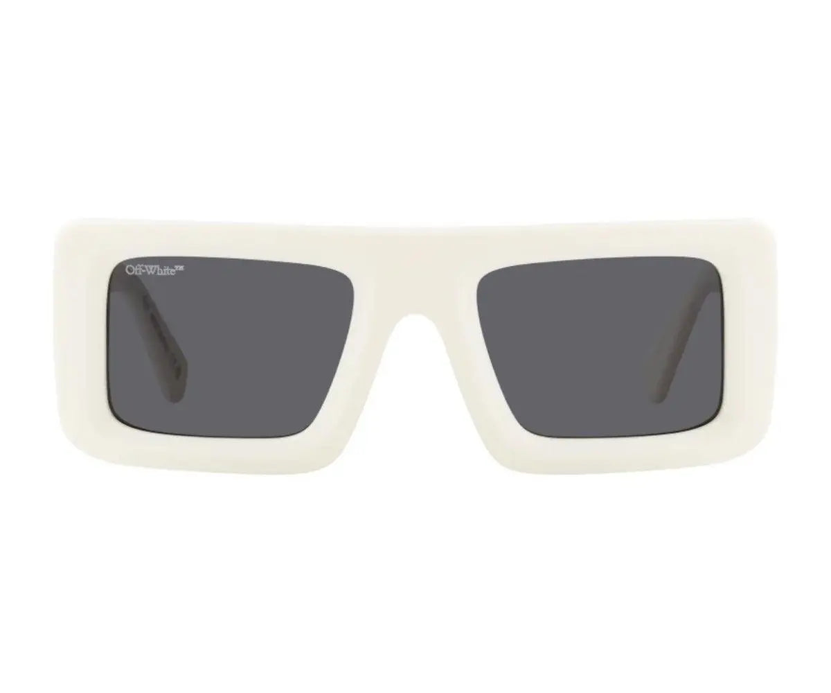 White sunglasses with dark lenses on a white background