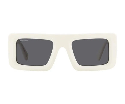 White sunglasses with dark lenses on a white background