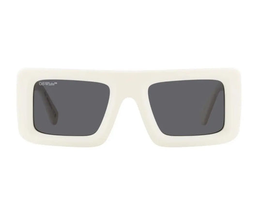 White sunglasses with dark lenses on a white background