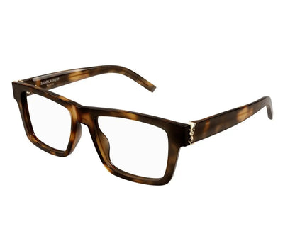 Brown tortoiseshell eyeglasses on a white background