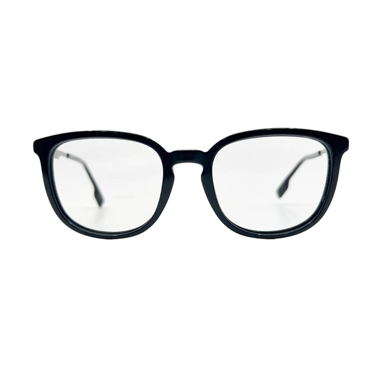 Black eyeglasses on a white background