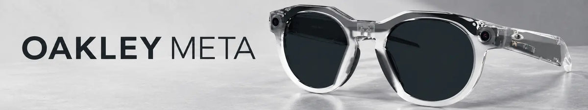 Oakley Meta HSTN 0W8002 CLEAR 05 sunglasses with a transparent frame and dark lenses
