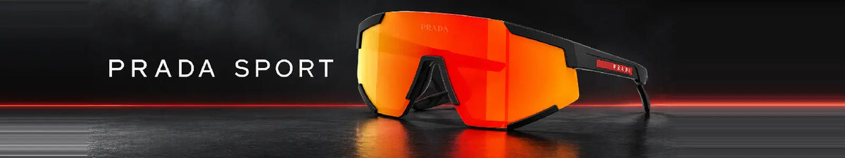 Prada Sport 0PS 04WS DG002U sunglasses with orange-red shield lens