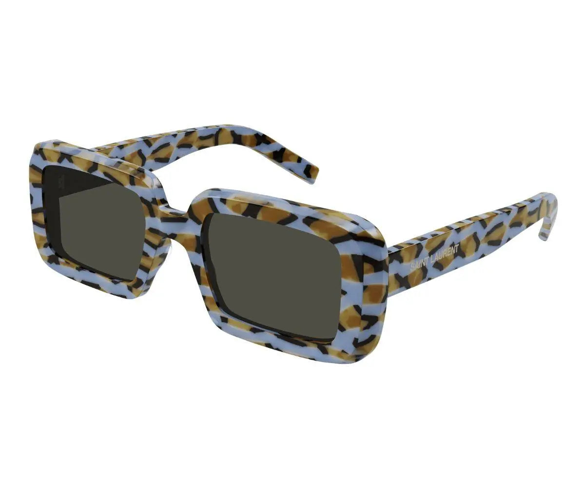 Sunglasses with leopard print frame on a white background