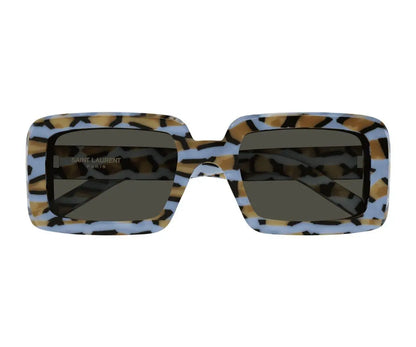 Sunglasses with a leopard print frame on a white background
