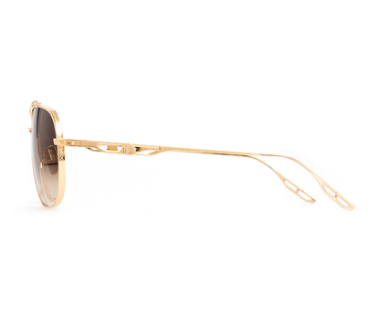 Gold-framed sunglasses on a white background